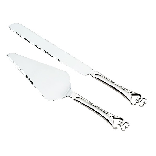 Cake Knife & Server Set with Double Hearts