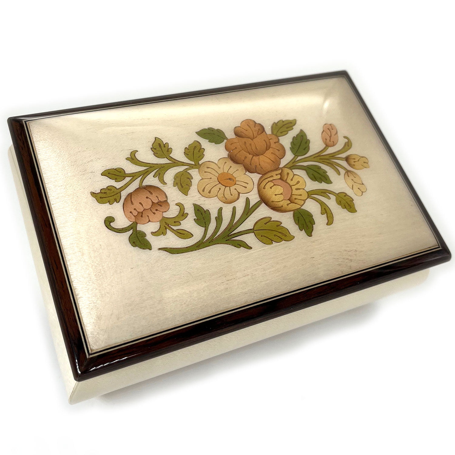 Italian Music Box with Floral Inlay