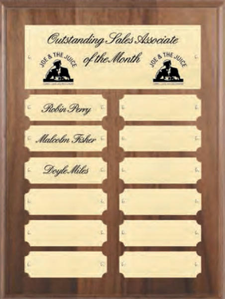 Genuine walnut perpetual plaque