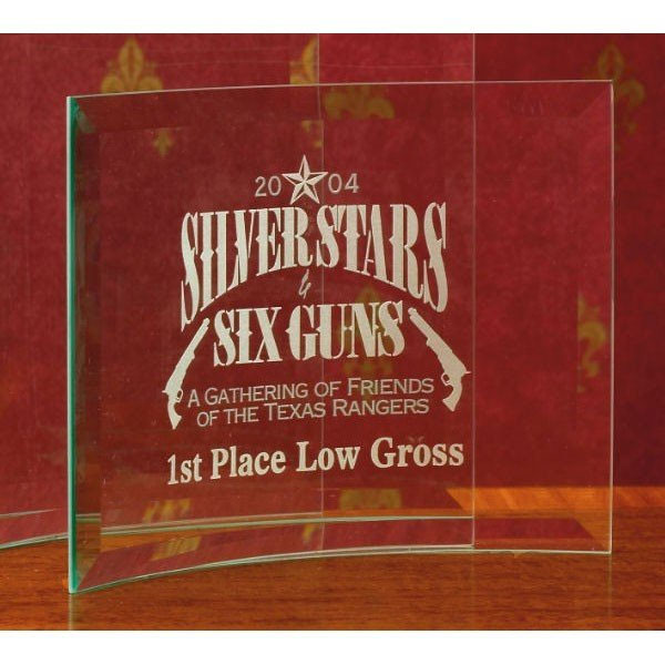 Beveled Curved Crystal Standing Glass Award