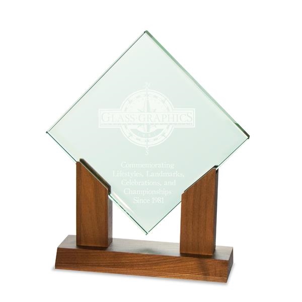 Emerald Crystal Diamond Award with Walnut Base