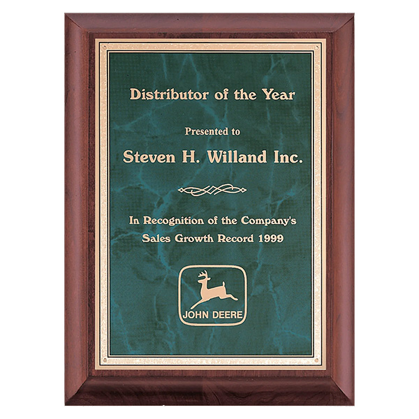 Cherry Finish Plaque with Emerald Marble Plate