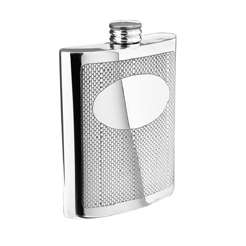 Embossed Pewter Flask